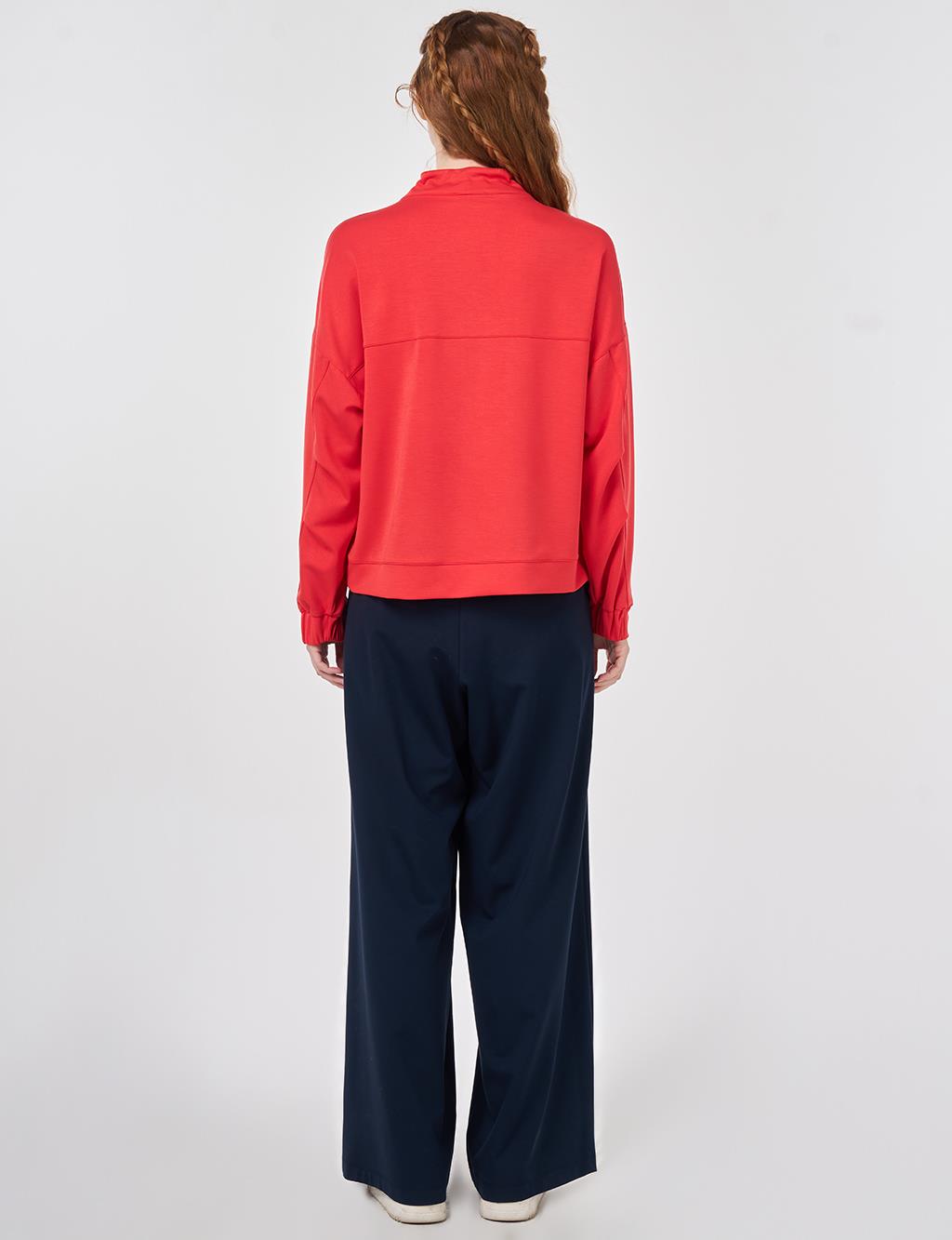 Püskül Detaylı Modal Sweatshirt Kırmızı