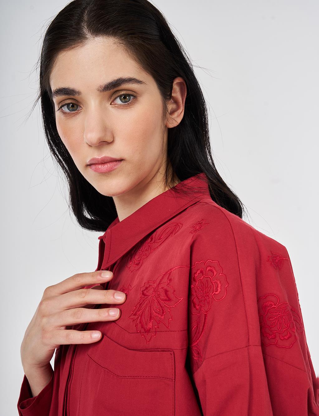 100% Cotton Embroidered Tunic Ruby