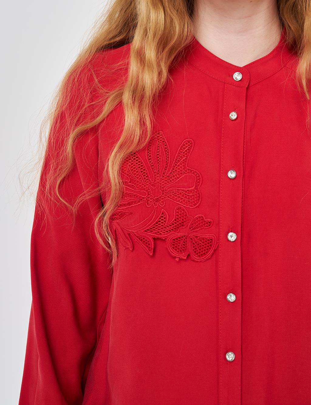 Nakış Aplikeli Tunik Kırmızı