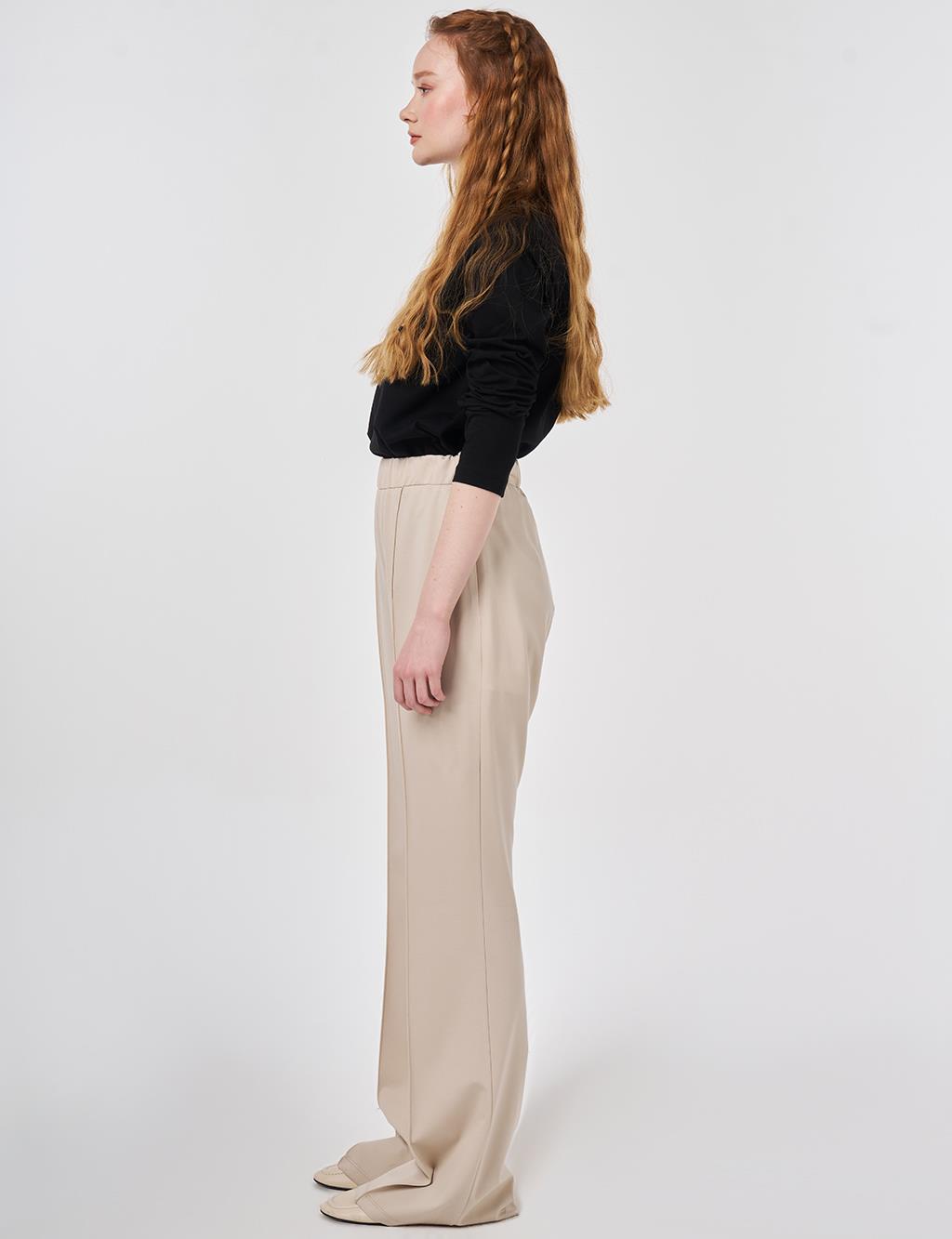 Çima Dikişli Örme İspanyol Paça Pantolon Taş