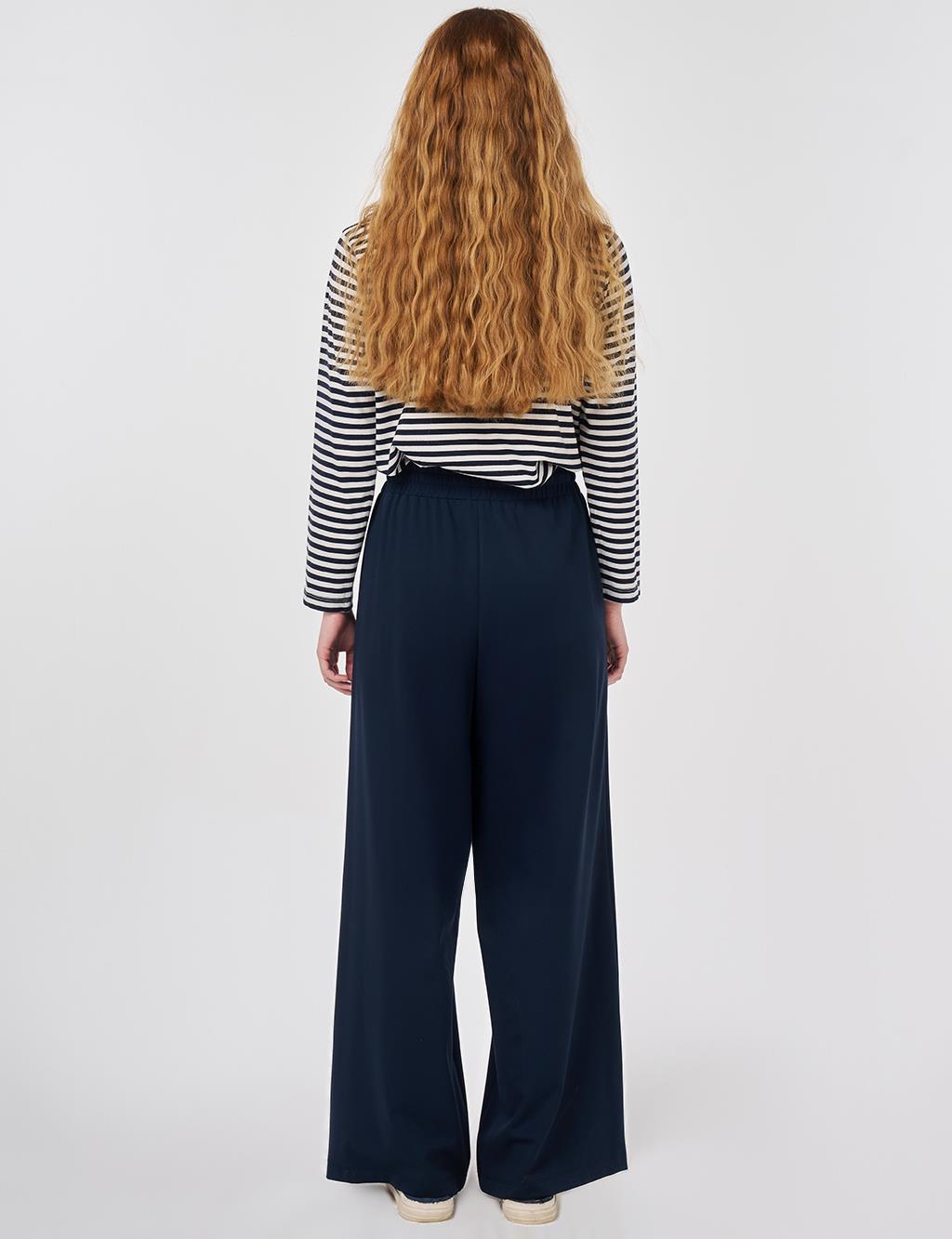 Beli Lastikli Rahat Kesim Pantolon Koyu Lacivert