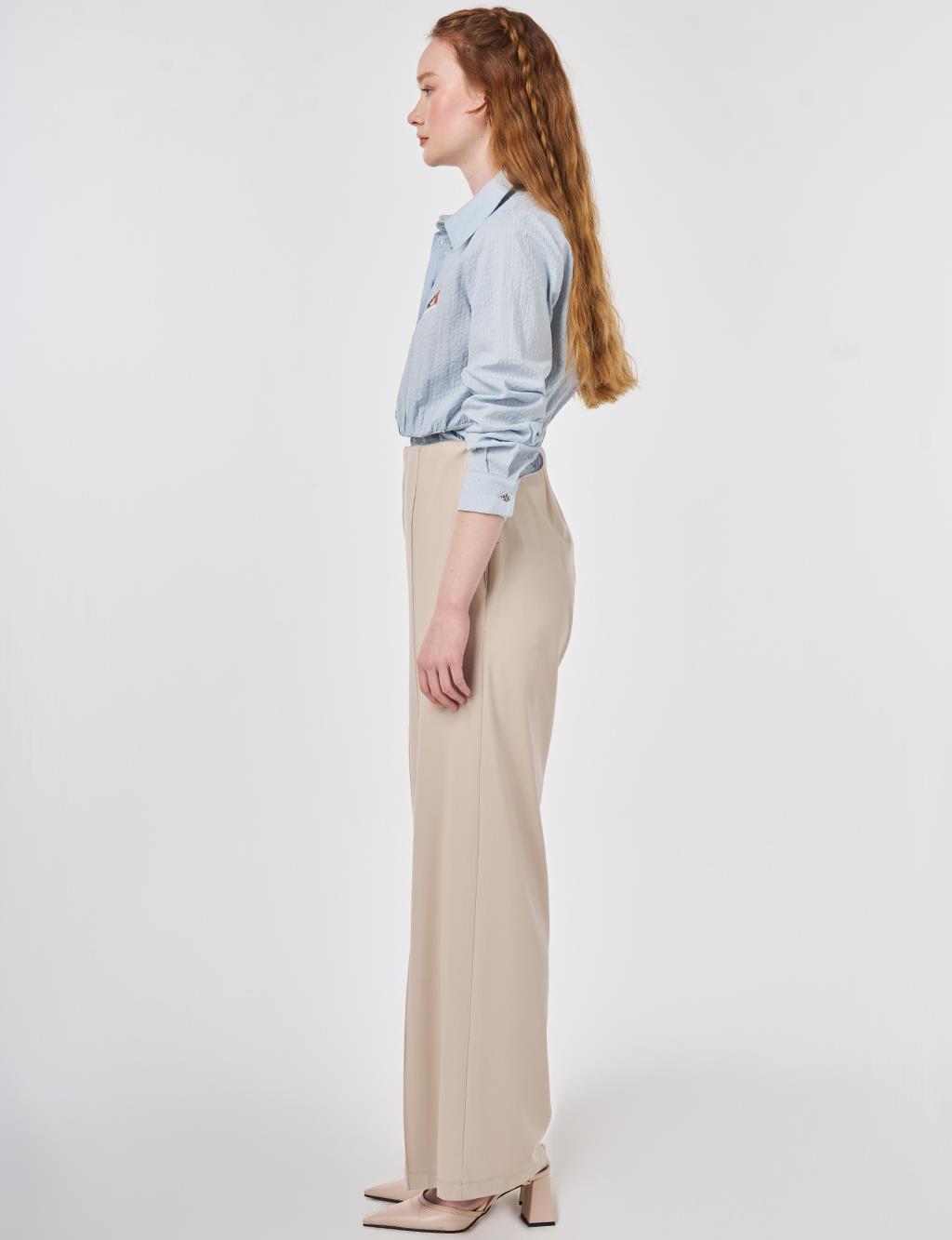 Cutting Stitch Rayon Trousers Stone