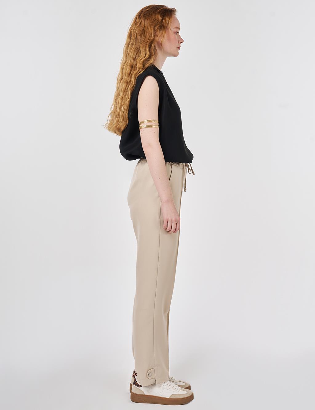 Çima Dikişli Rahat Kesim Pantolon Taş