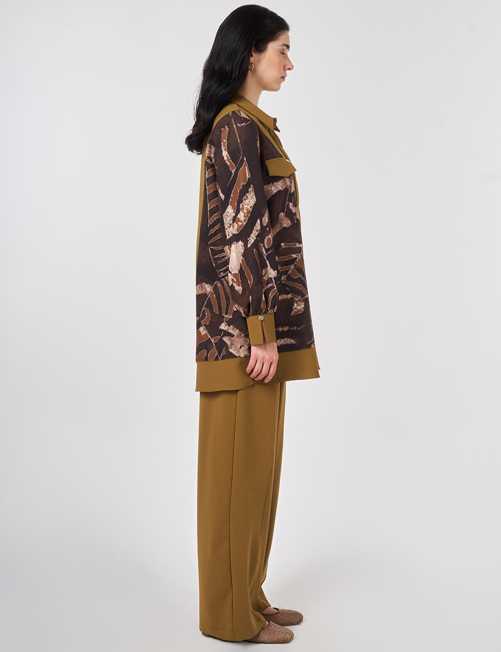 Baskı Detaylı İkili Takım Oliv