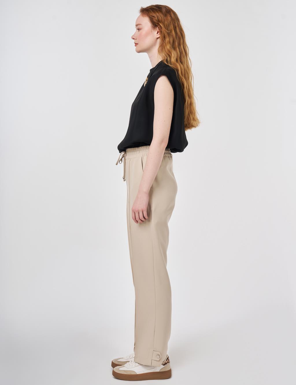 Çima Dikişli Rahat Kesim Pantolon Taş