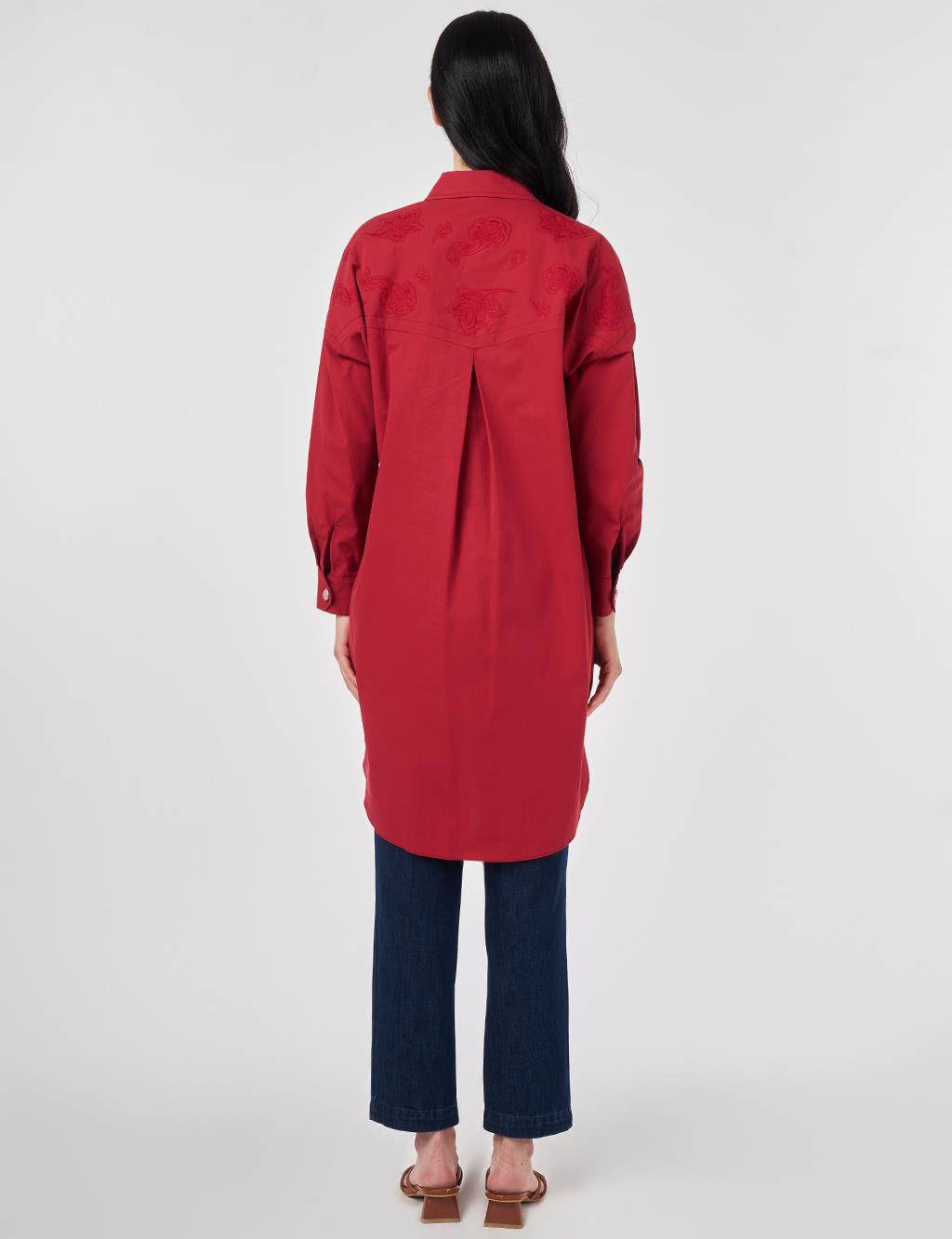 100% Cotton Embroidered Tunic Ruby