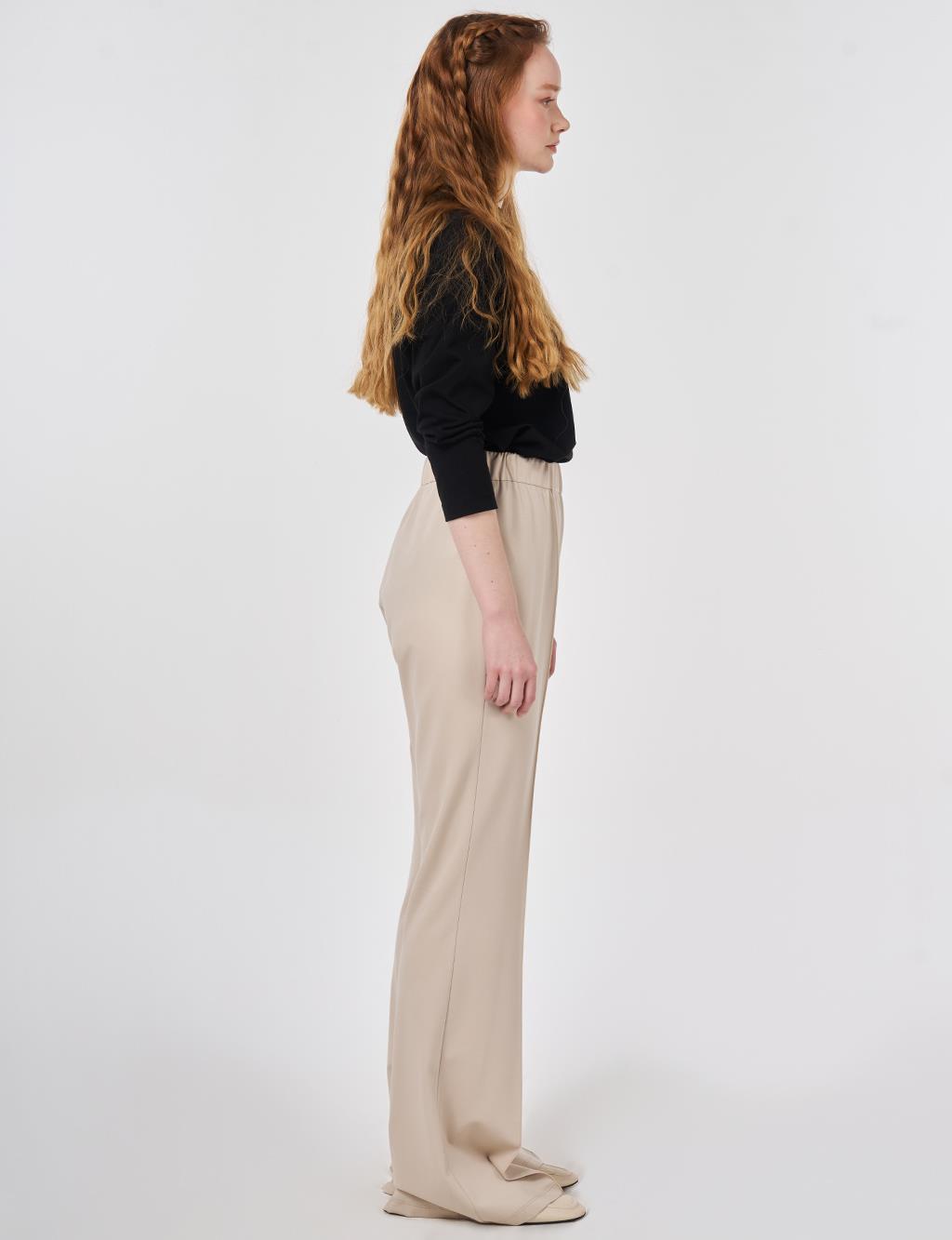 Çima Dikişli Örme İspanyol Paça Pantolon Taş