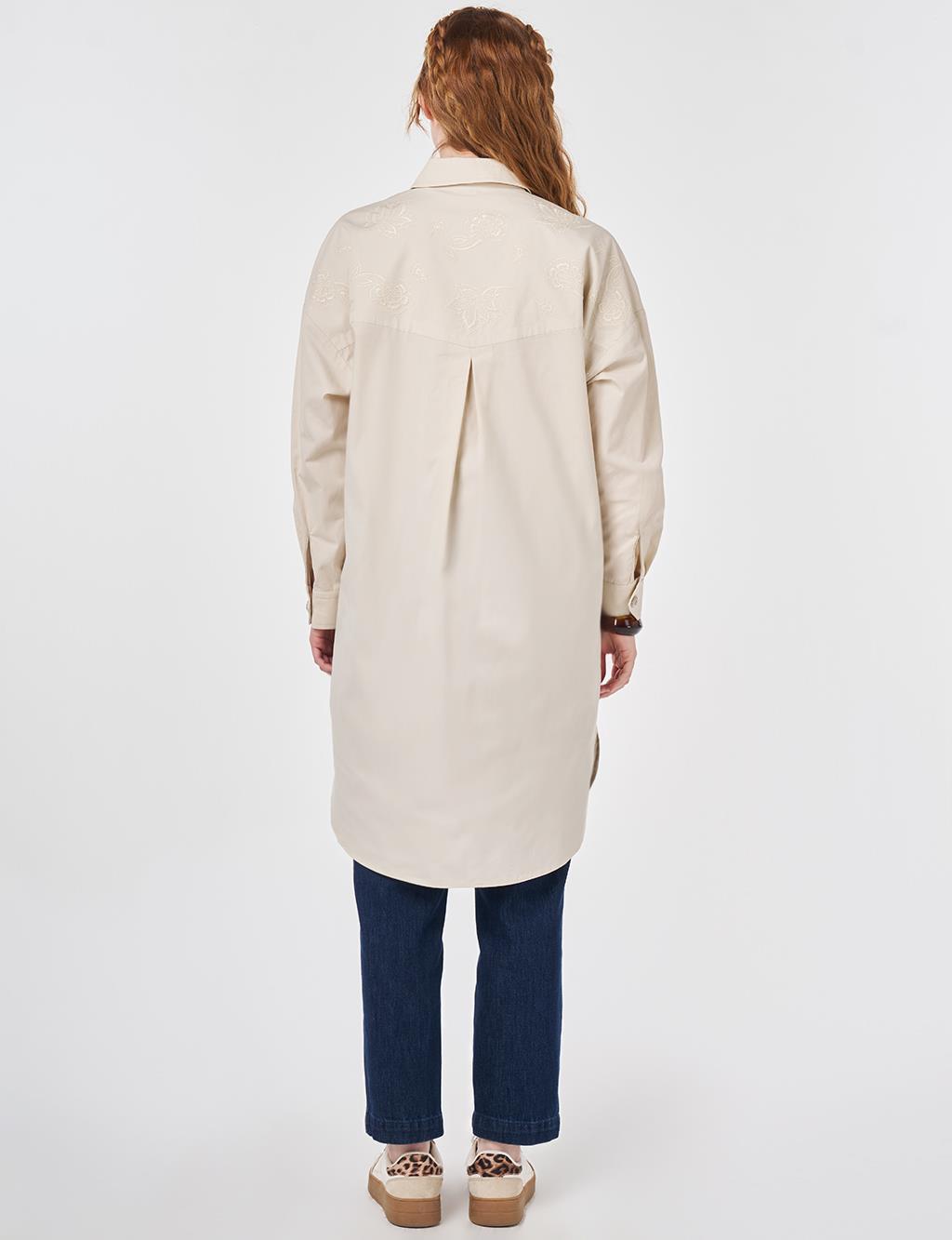 100% Cotton Embroidered Tunic Cream