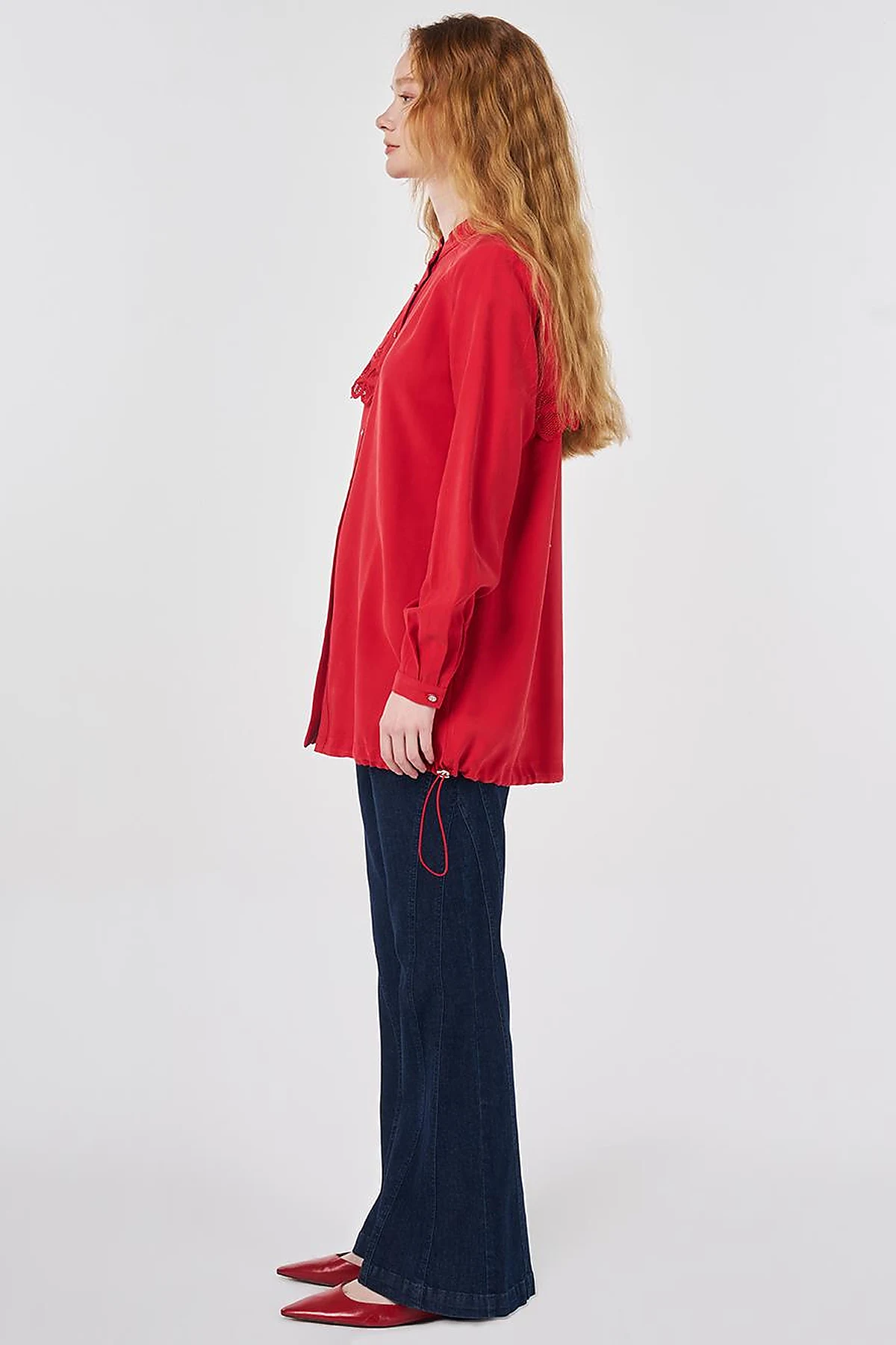 Embroidered Appliqué Tunic Red