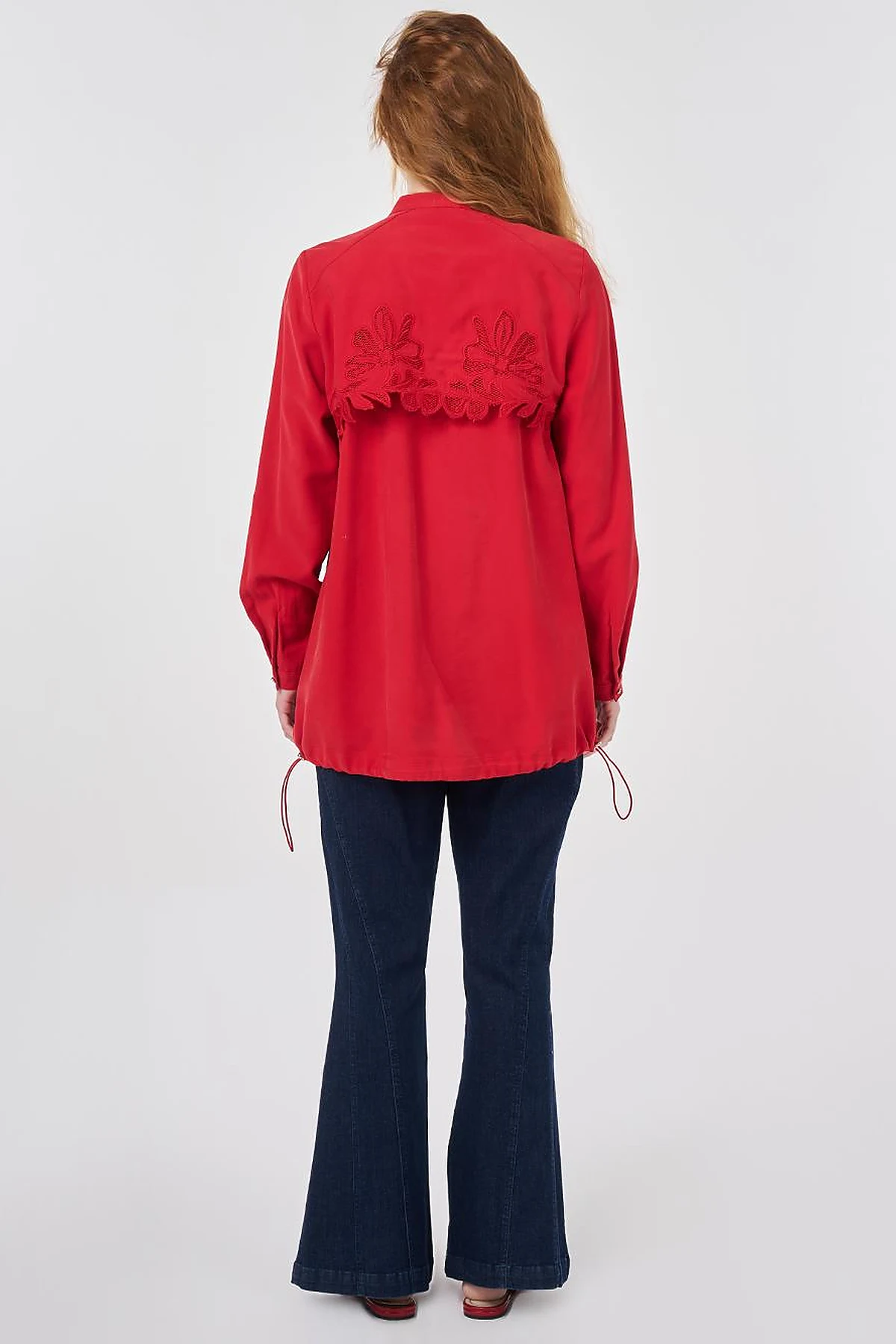 Embroidered Appliqué Tunic Red