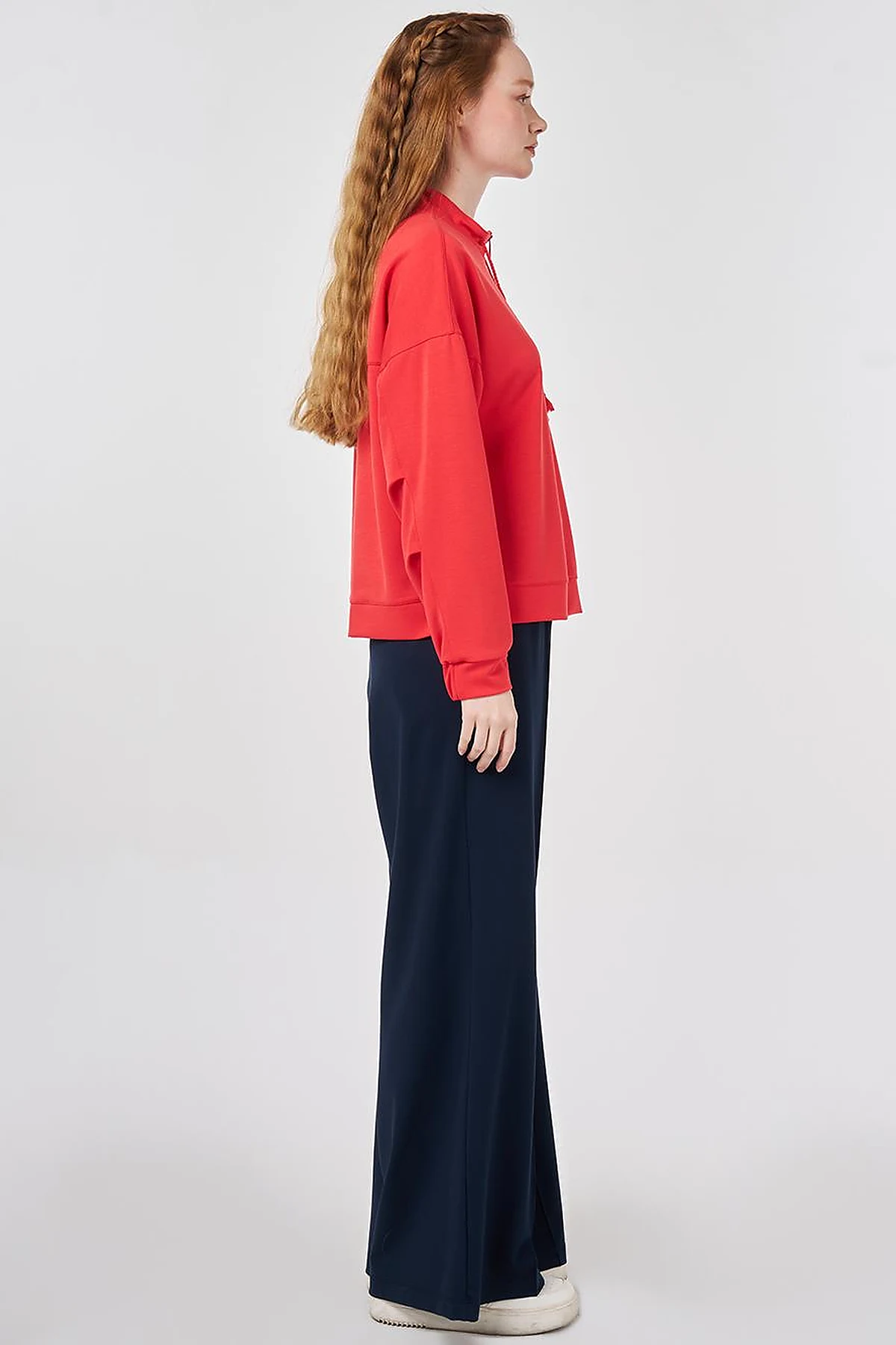 Tassel Detail Modal Sweatshirt Red