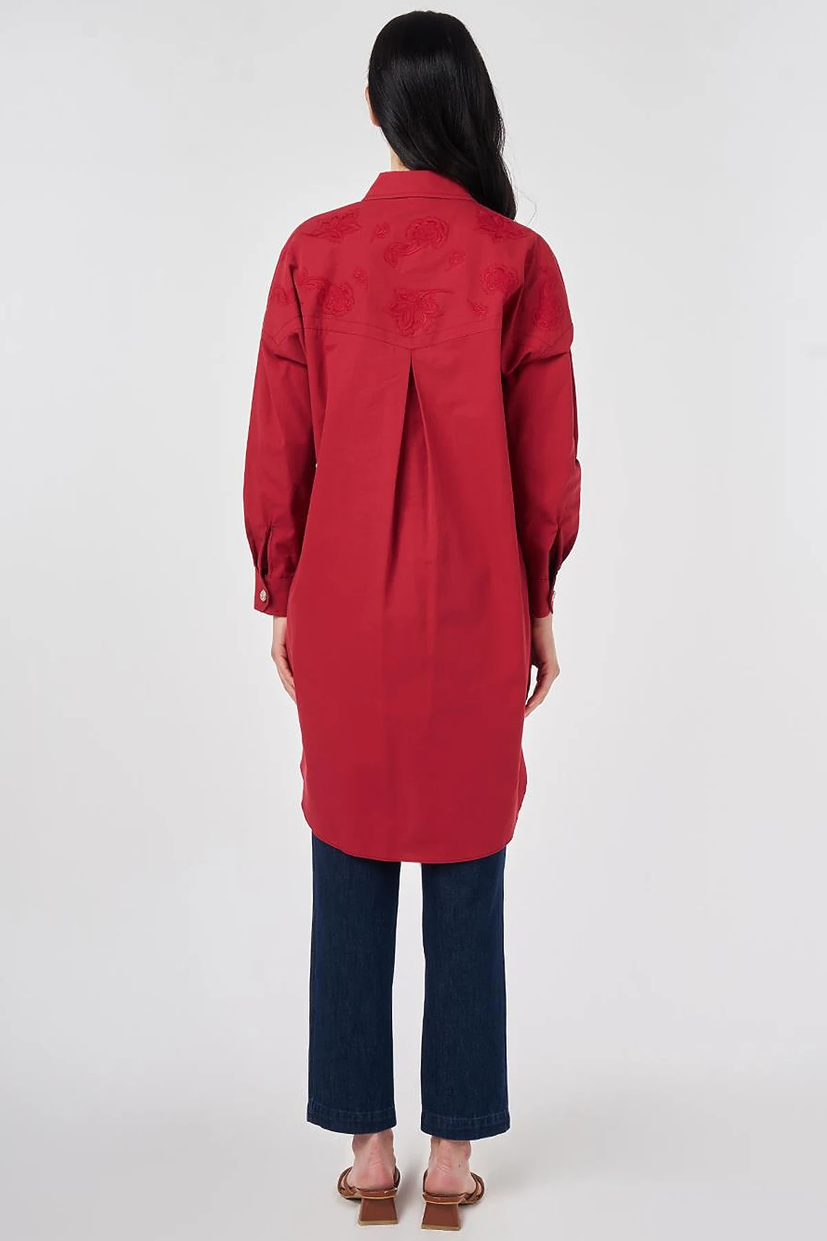 100% Cotton Embroidered Tunic Ruby