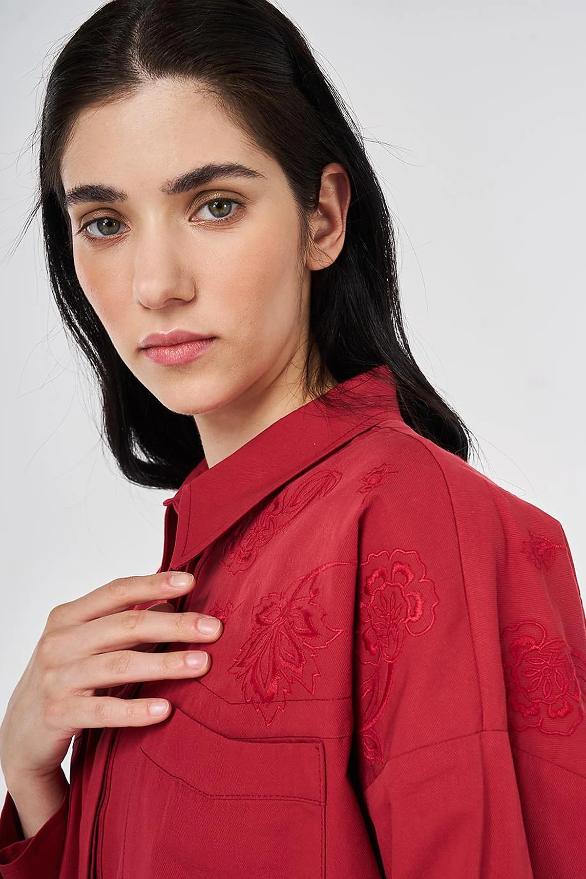 100% Cotton Embroidered Tunic Ruby