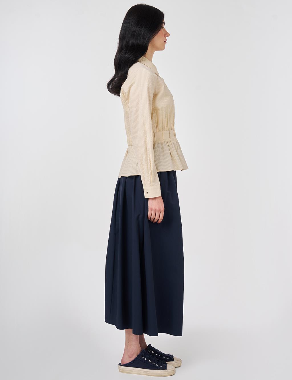 100% Cotton Embroidered Crinkle Blouse Cream