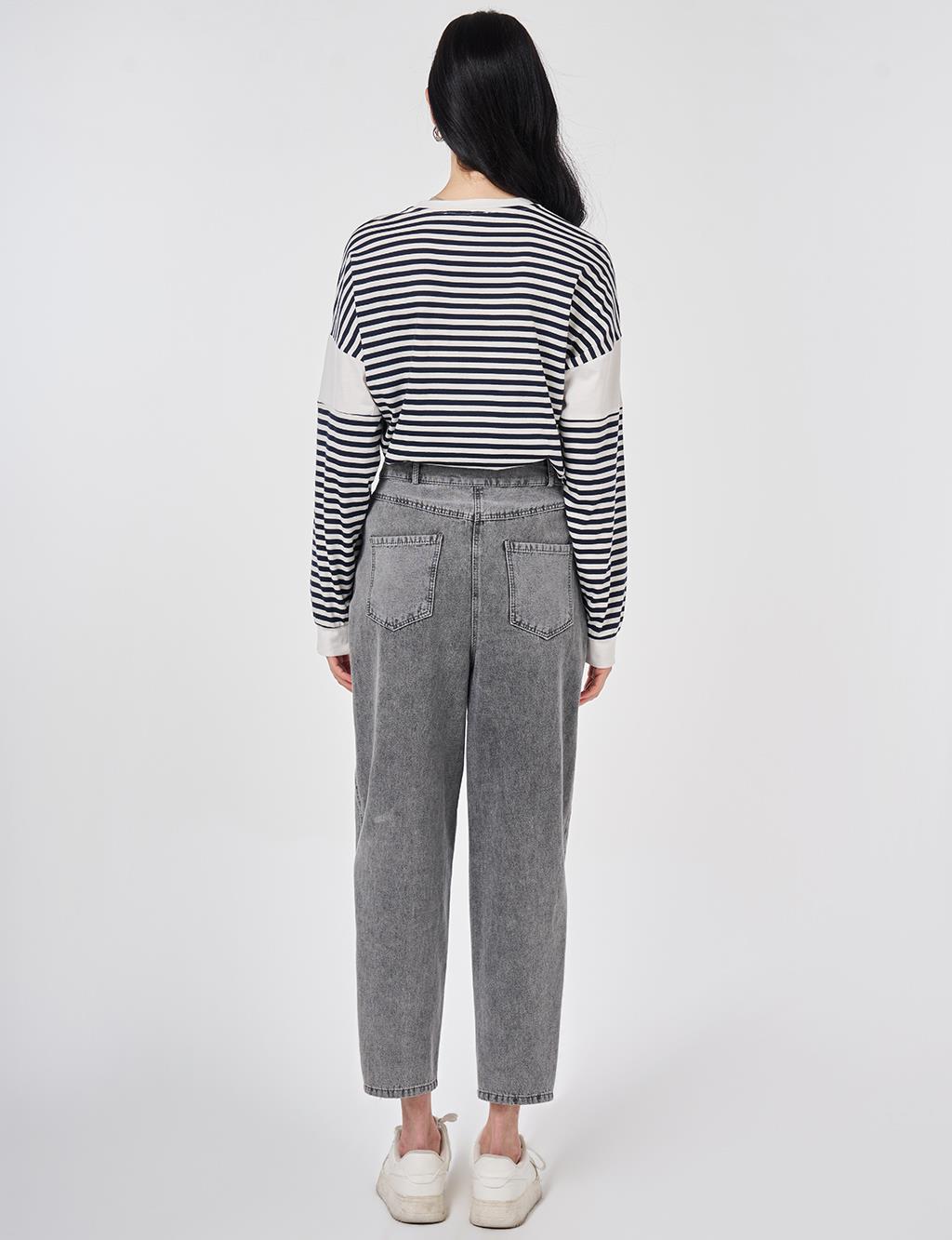 Washed Denim Trousers Gray 