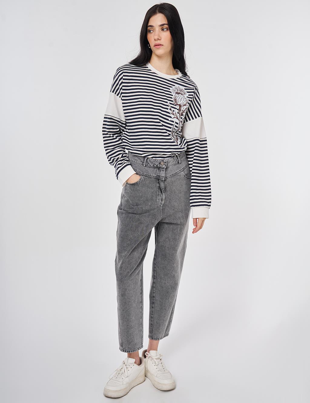 Washed Denim Trousers Gray 