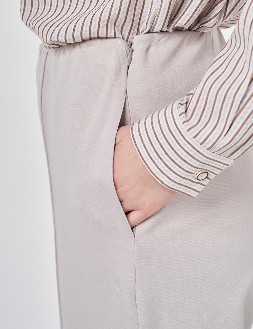 Cutting Stitch Rayon Trousers Light Grey