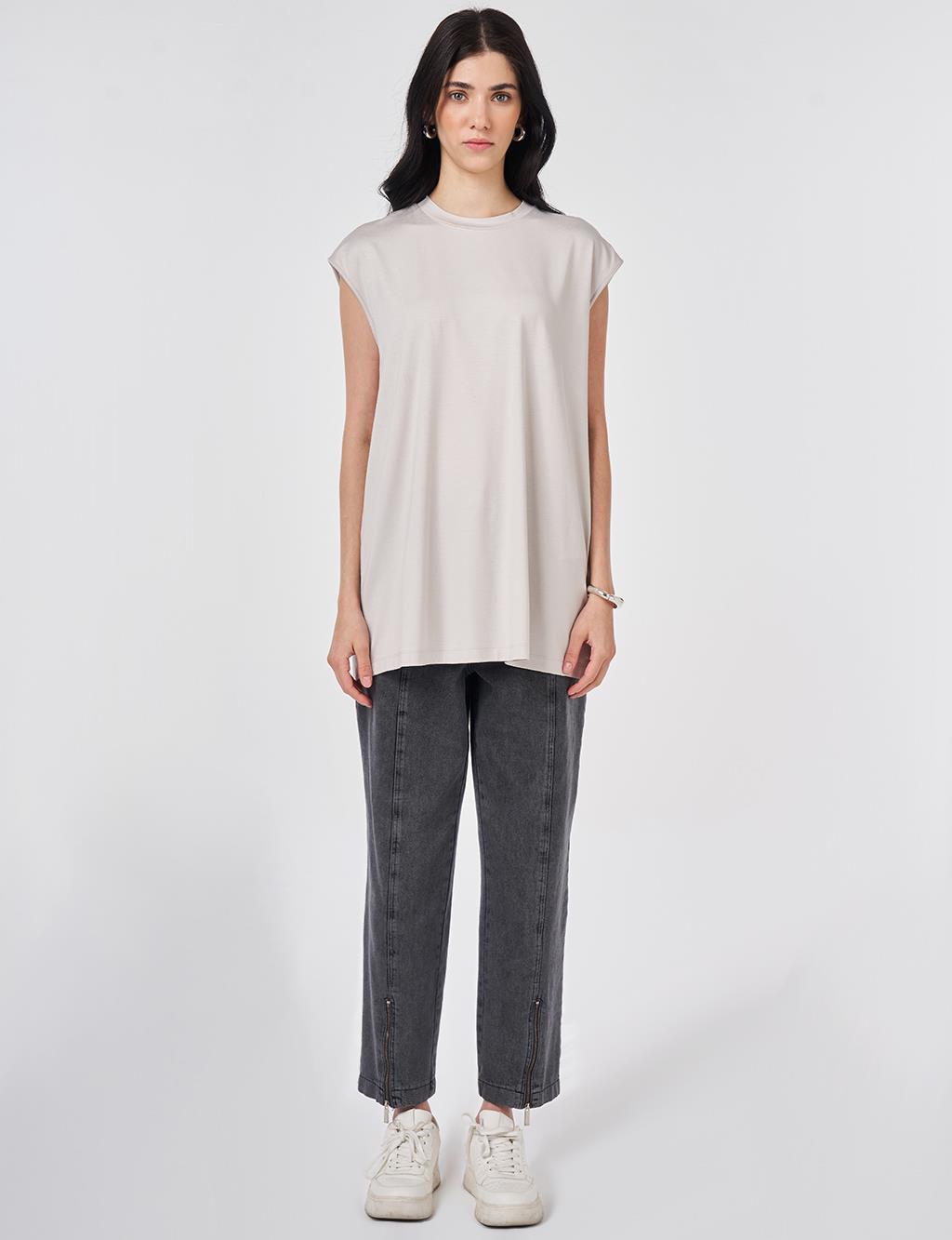 Sleeveless Knitted Blouse Light Gray