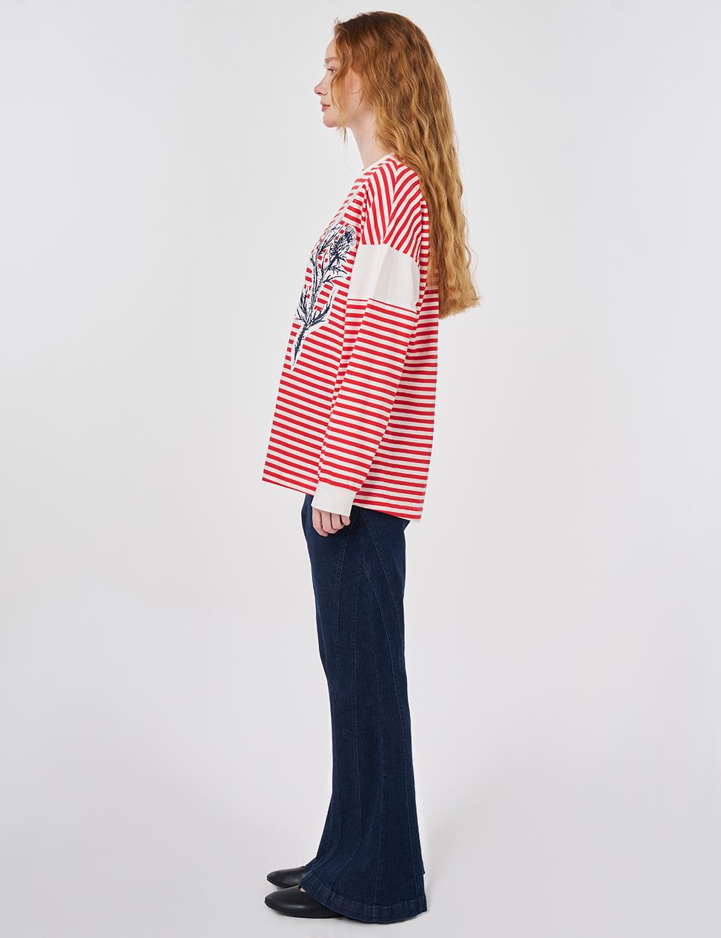 100% Cotton Printed Sweatshirt Red