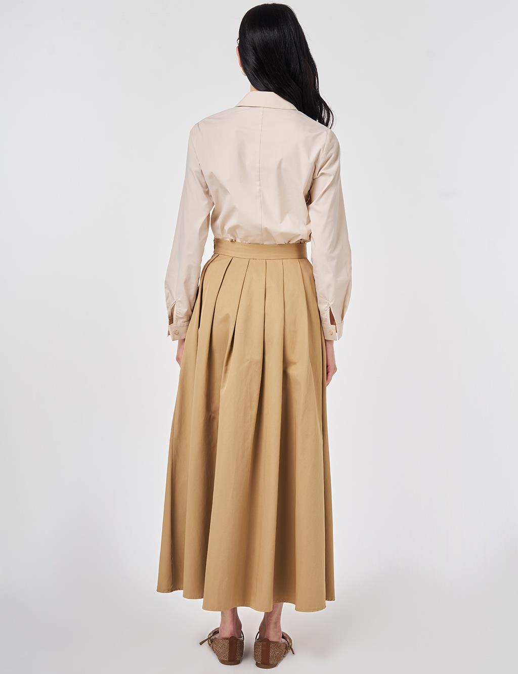 Thick Pleated Skirt Beige
