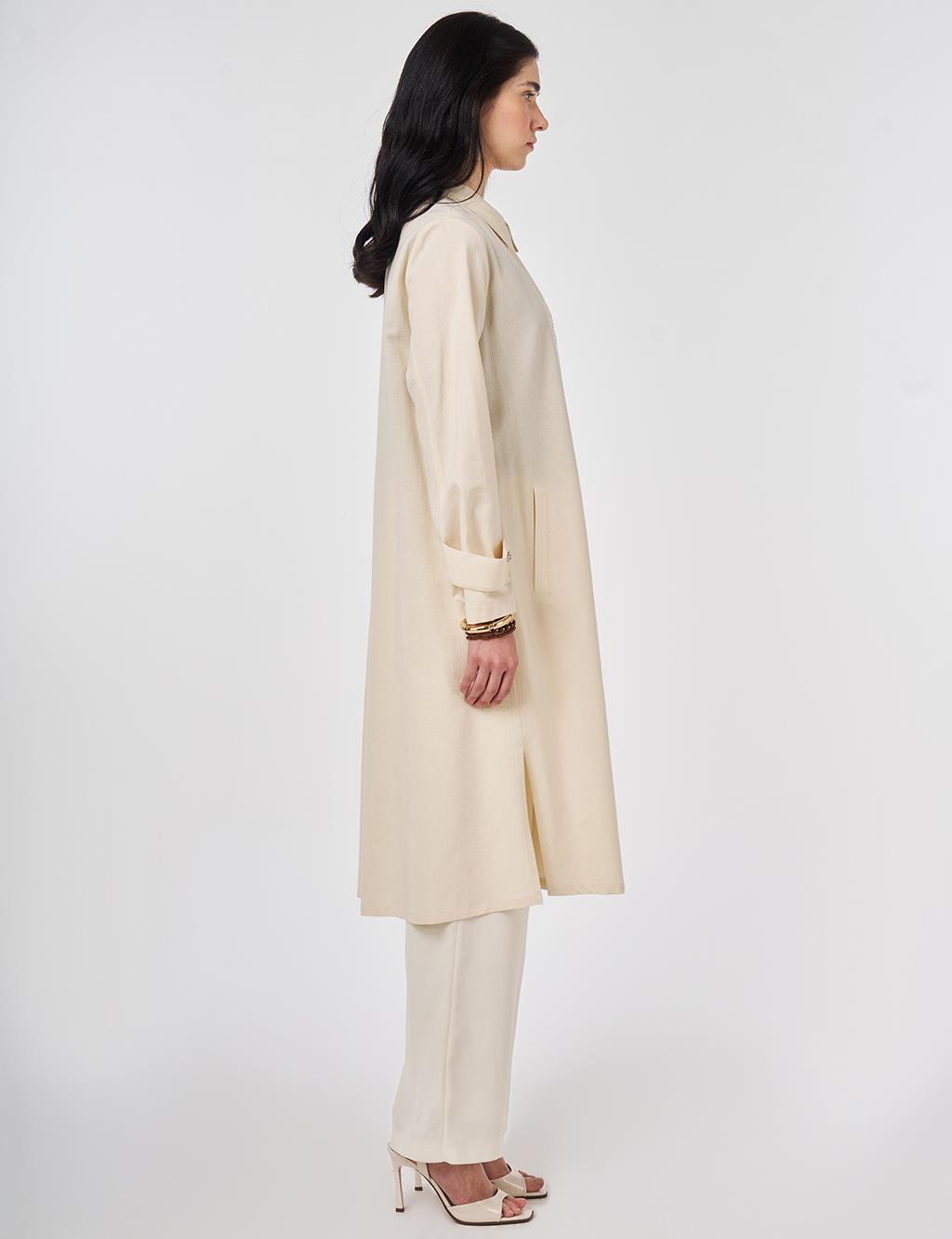 Hoftix Printed Linen Cotton Tunic Cream