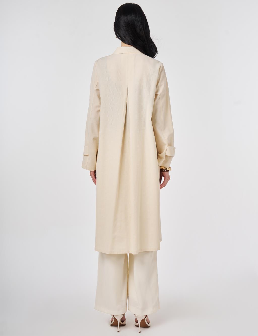 Hoftix Printed Linen Cotton Tunic Cream