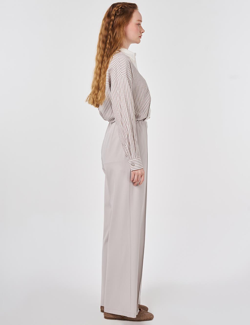 Cutting Stitch Rayon Trousers Light Grey