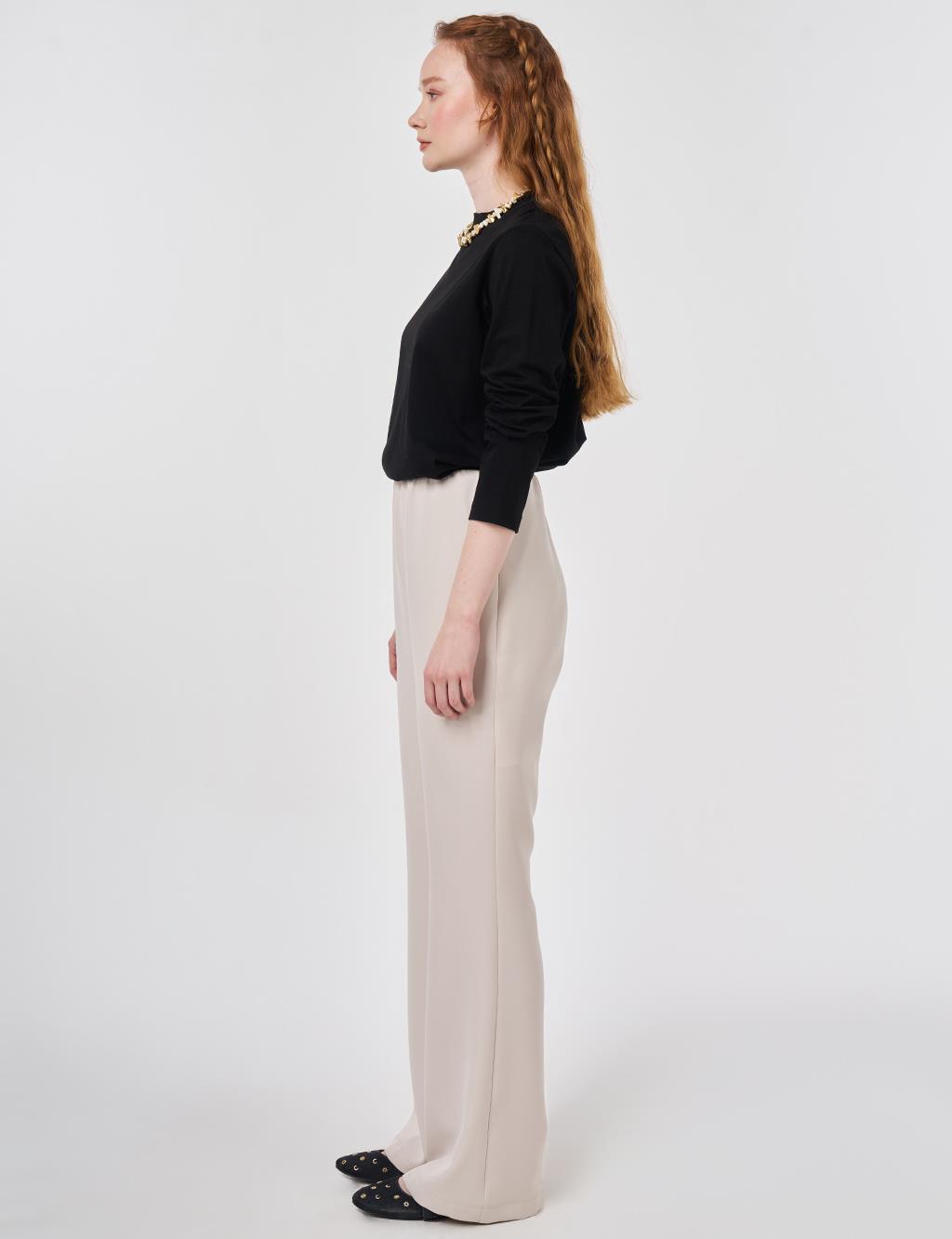 Basic Flared Trousers Light Gray