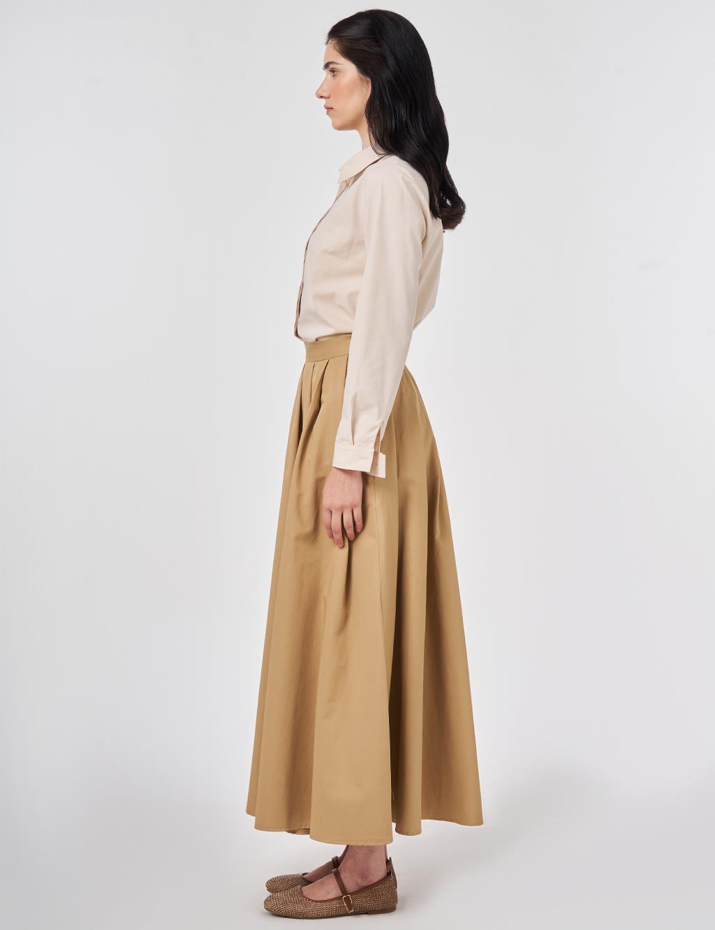 Thick Pleated Skirt Beige