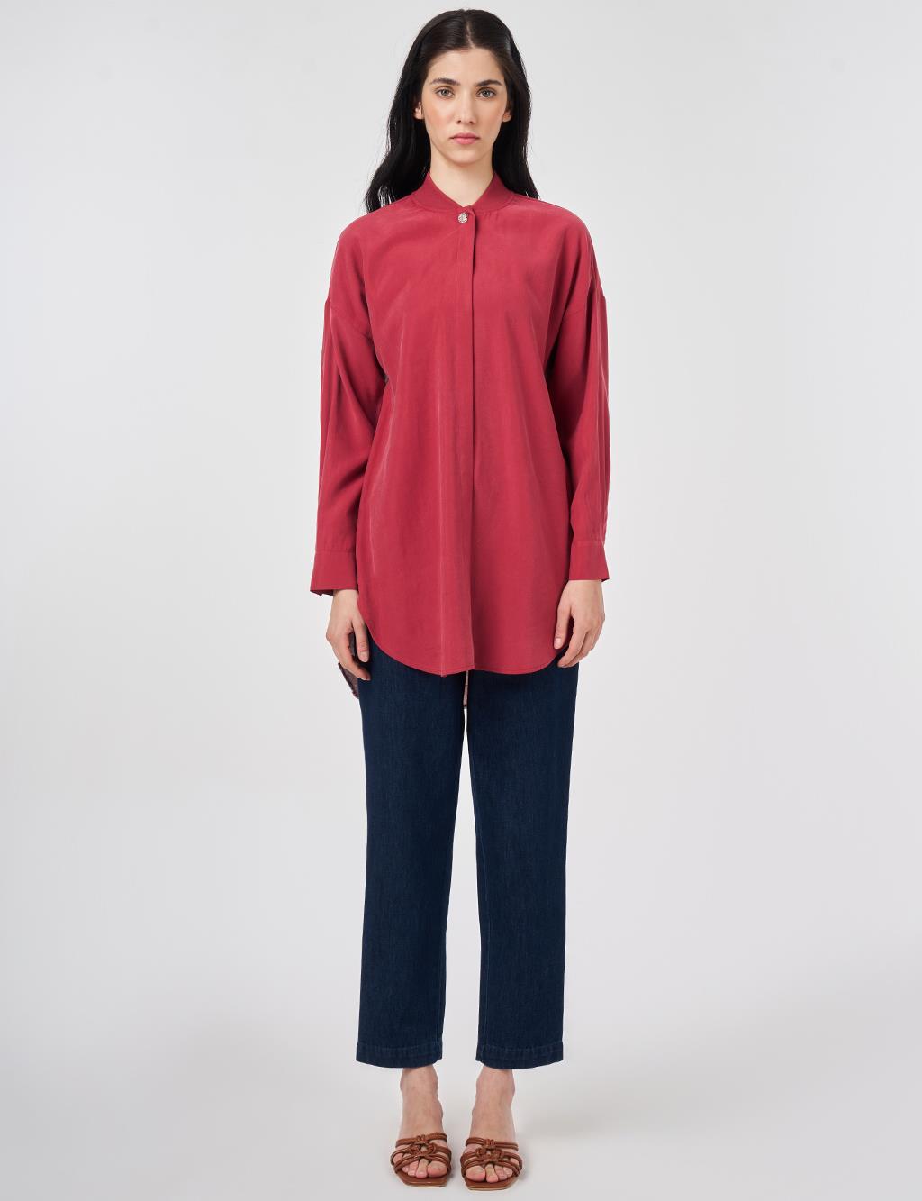 Jacquard Trimmed Modal Tunic Ruby