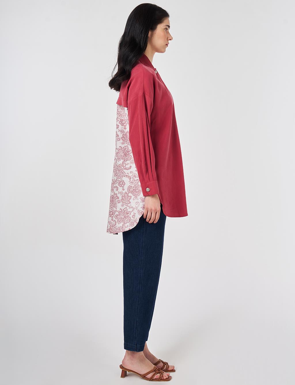 Jacquard Trimmed Modal Tunic Ruby