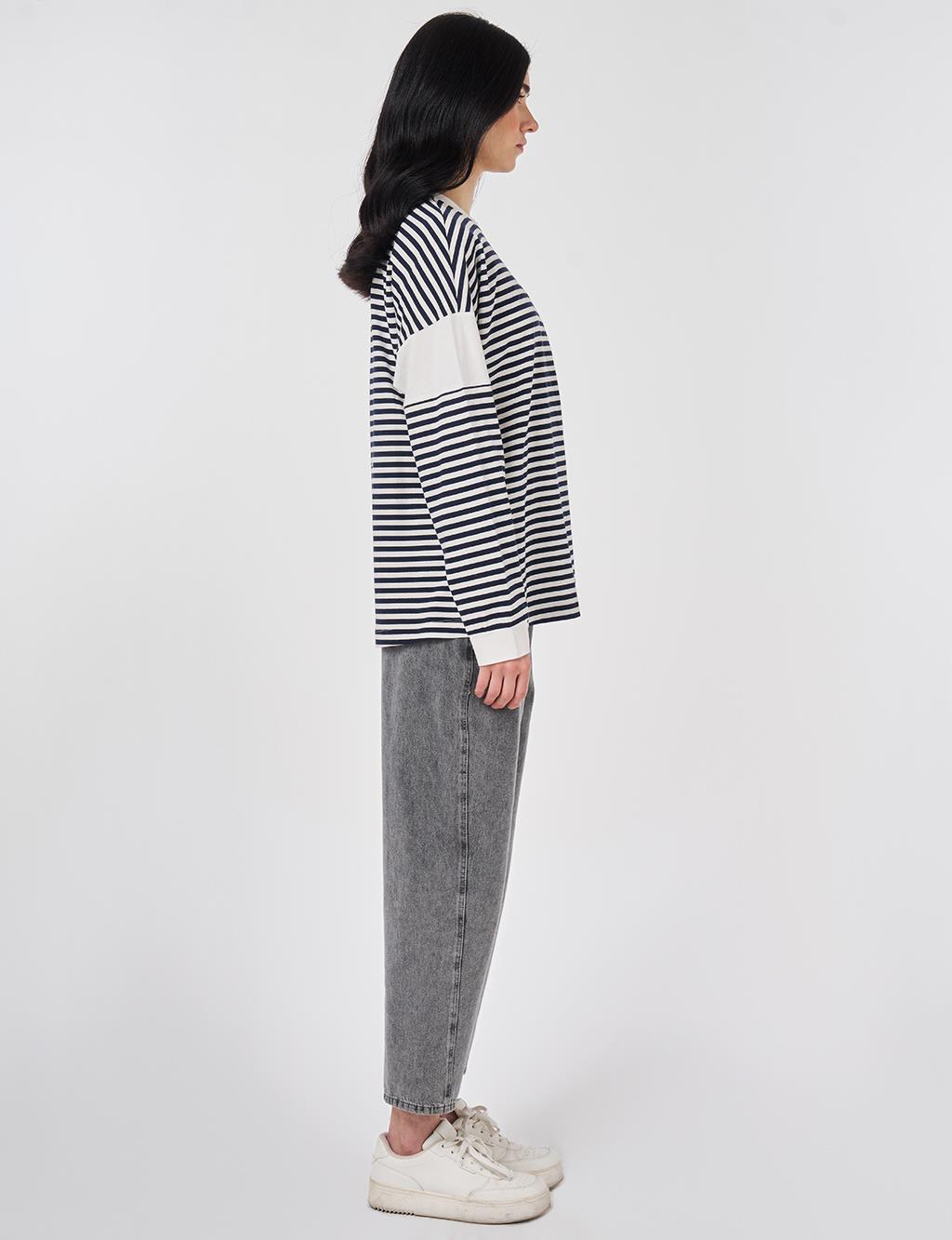 100% Cotton Printed Sweatshirt Dark Navy