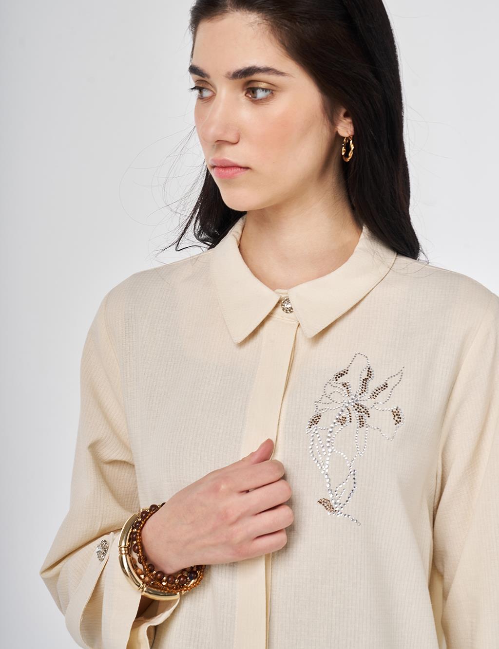 Hoftix Printed Linen Cotton Tunic Cream