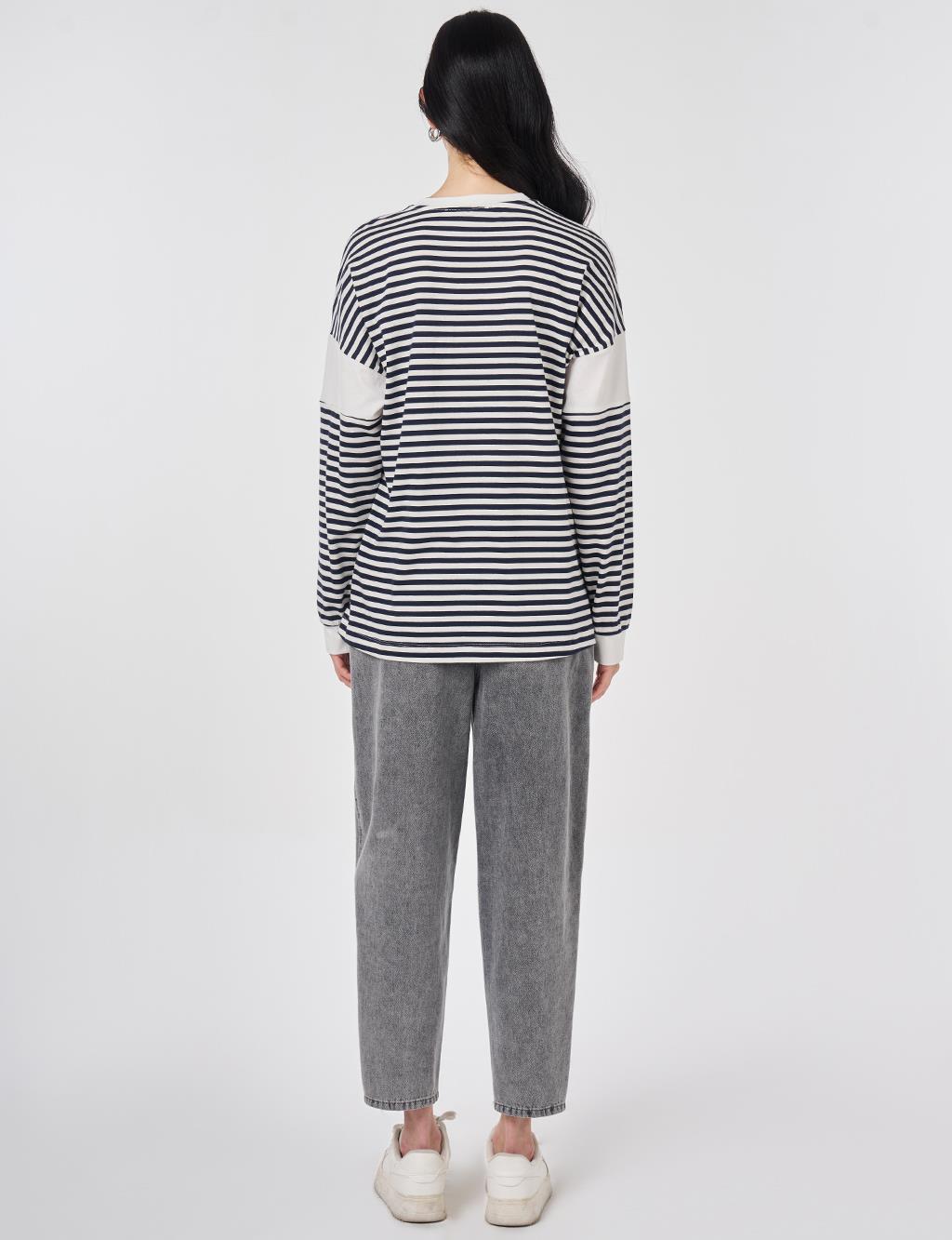 100% Cotton Printed Sweatshirt Dark Navy