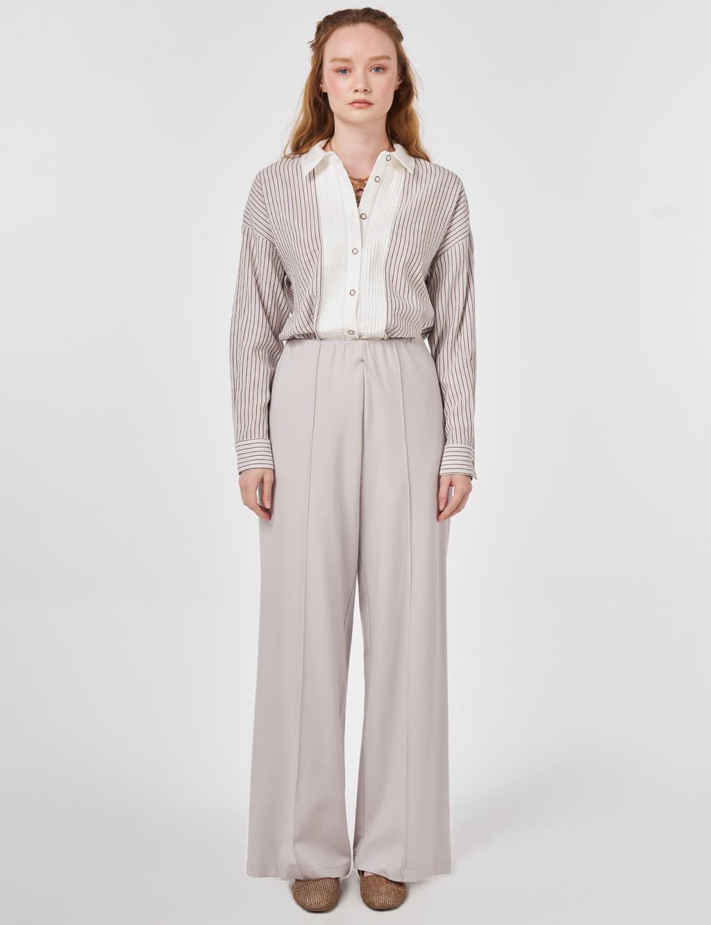 Cutting Stitch Rayon Trousers Light Grey