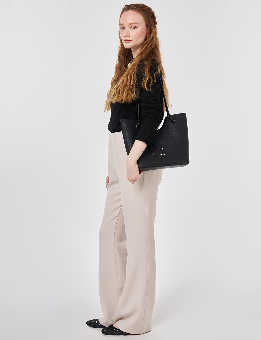 Basic Flared Trousers Light Gray