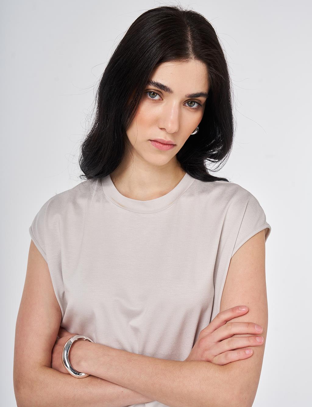 Sleeveless Knitted Blouse Light Gray