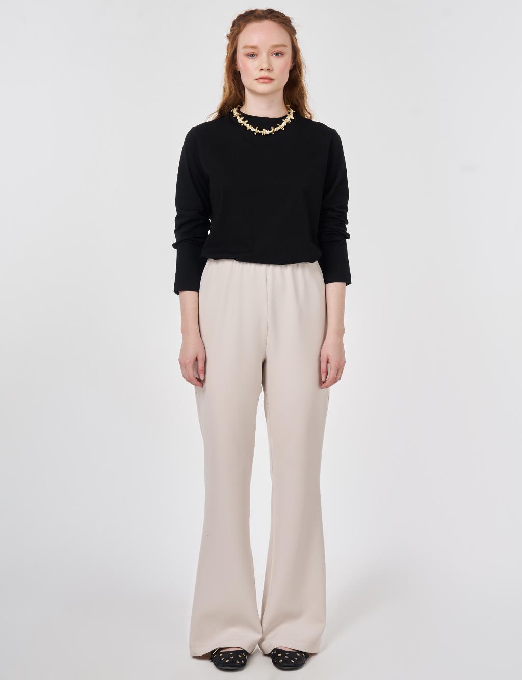 Basic Flared Trousers Light Gray
