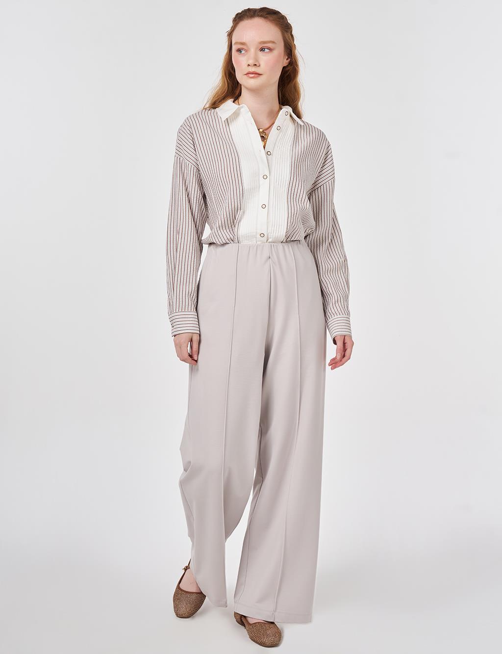 Cutting Stitch Rayon Trousers Light Grey
