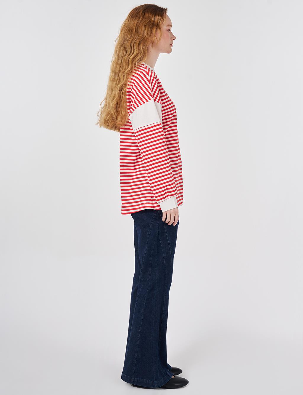 100% Cotton Printed Sweatshirt Red