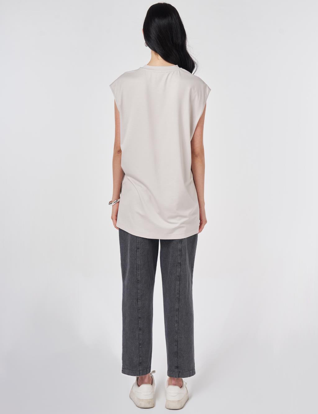 Sleeveless Knitted Blouse Light Gray