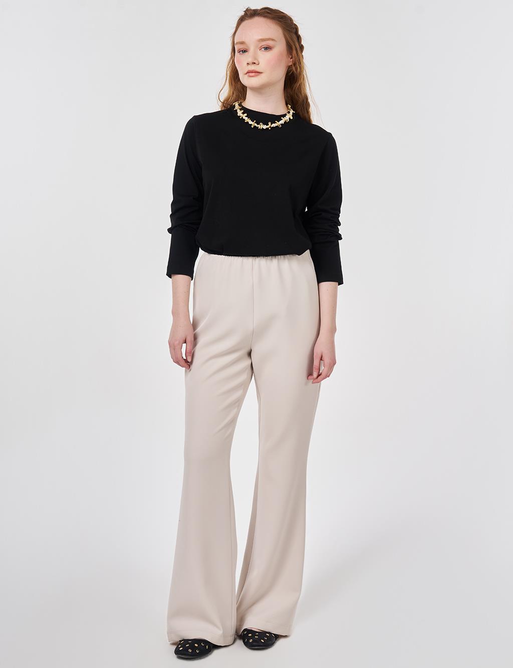 Basic Flared Trousers Light Gray