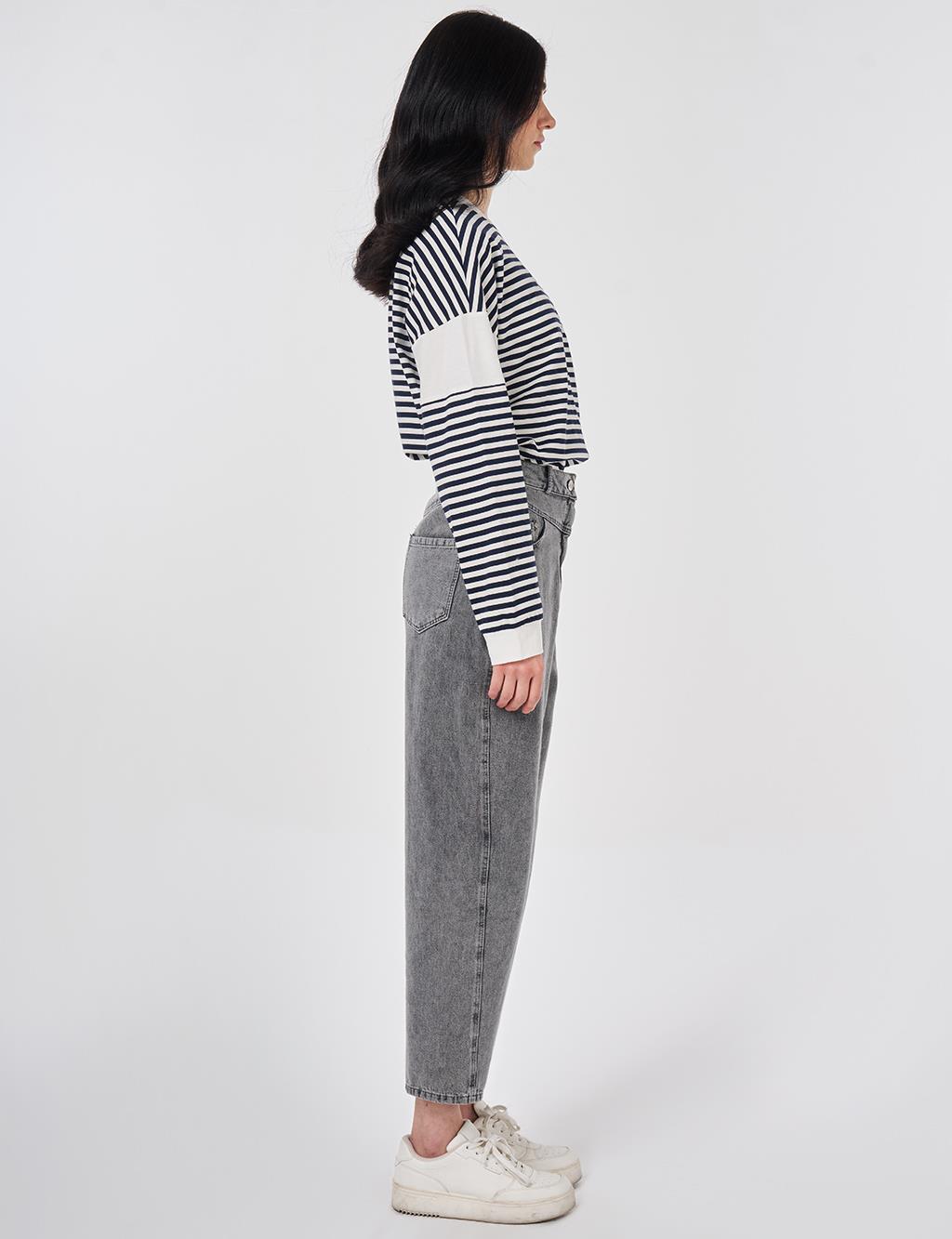 Washed Denim Trousers Gray 