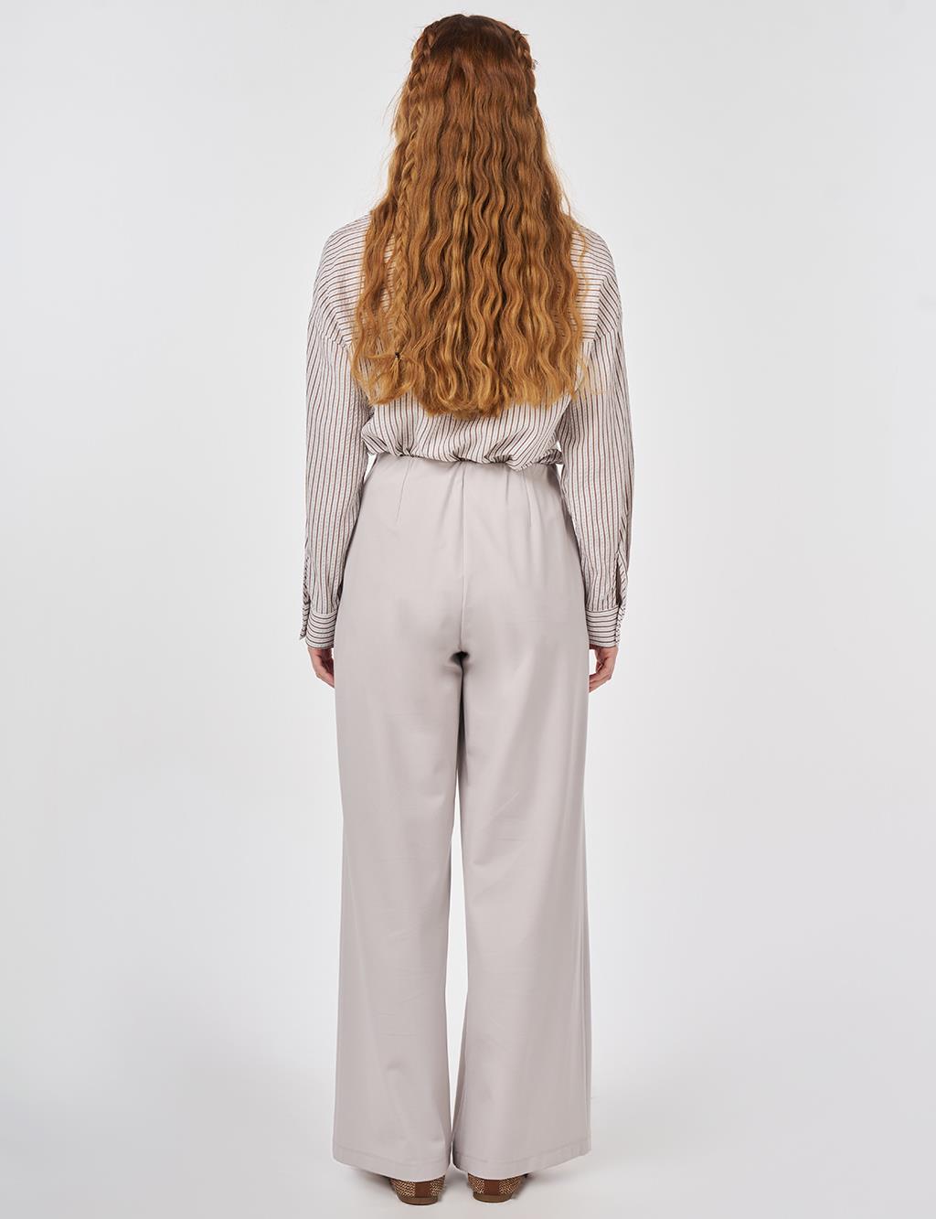 Cutting Stitch Rayon Trousers Light Grey