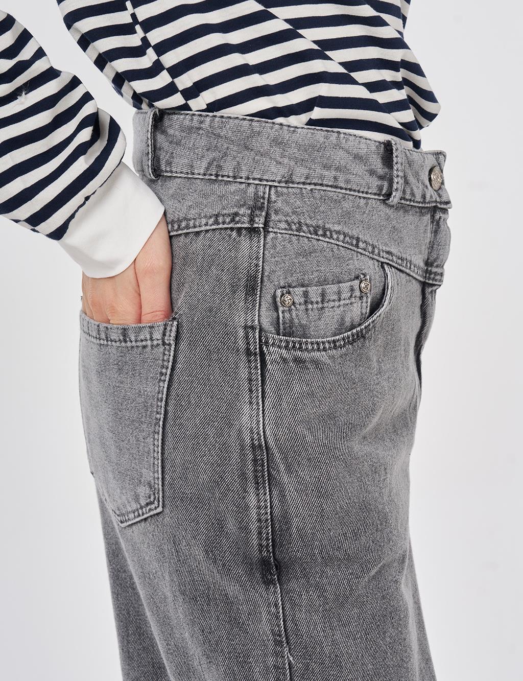 Washed Denim Trousers Gray 