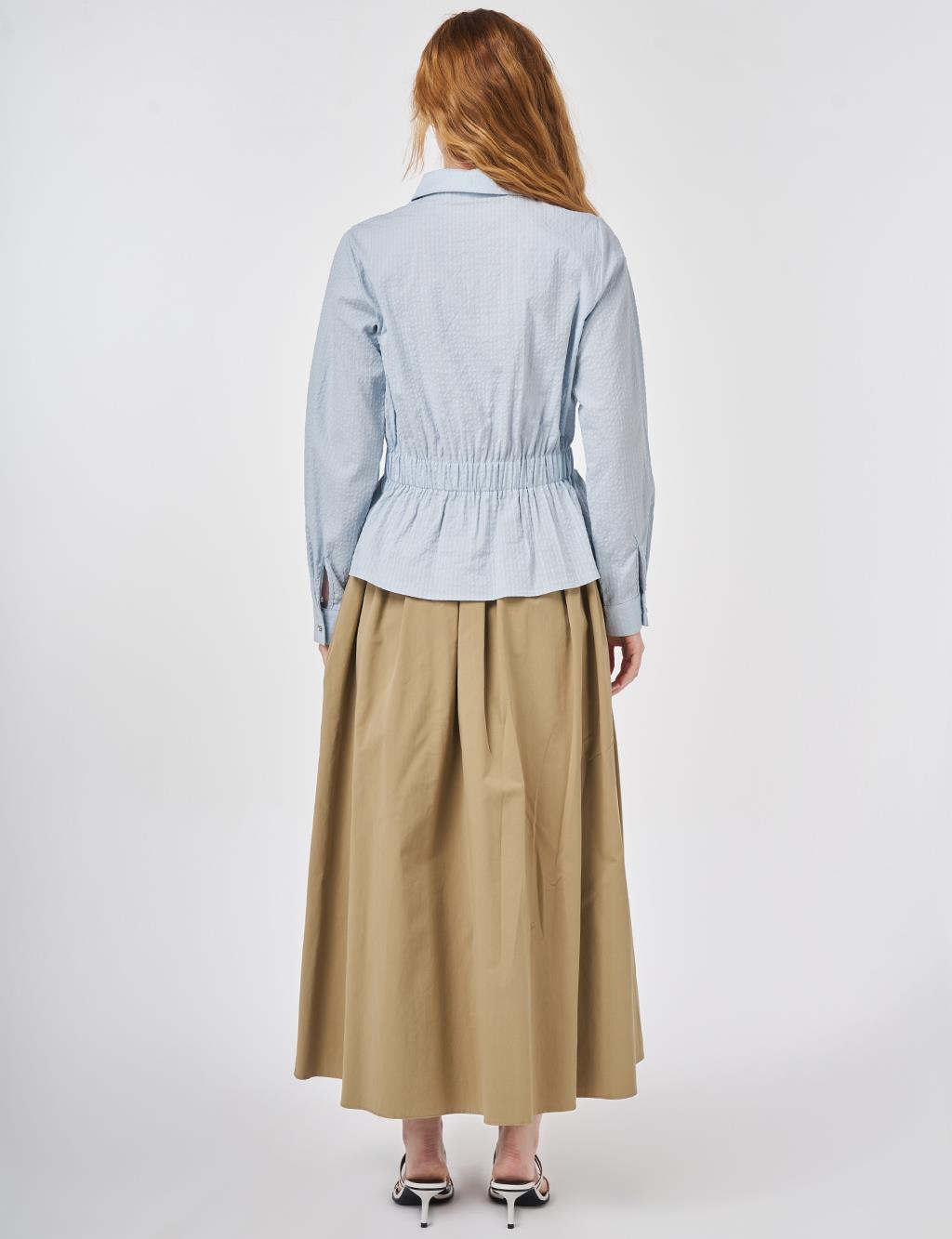 100% Cotton Embroidered Crinkle Blouse Blue