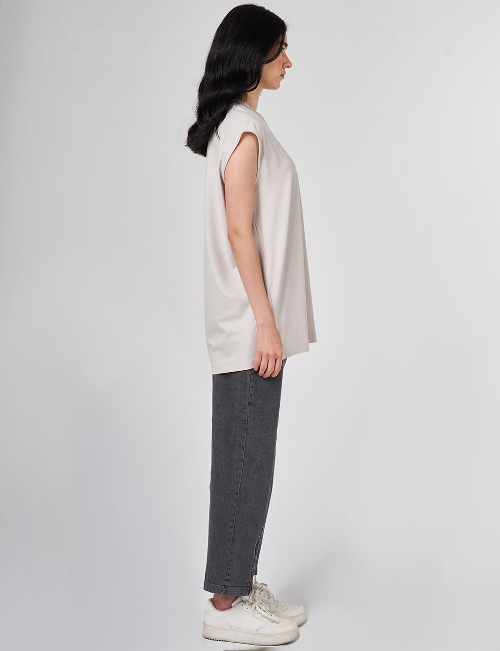 Sleeveless Knitted Blouse Light Gray
