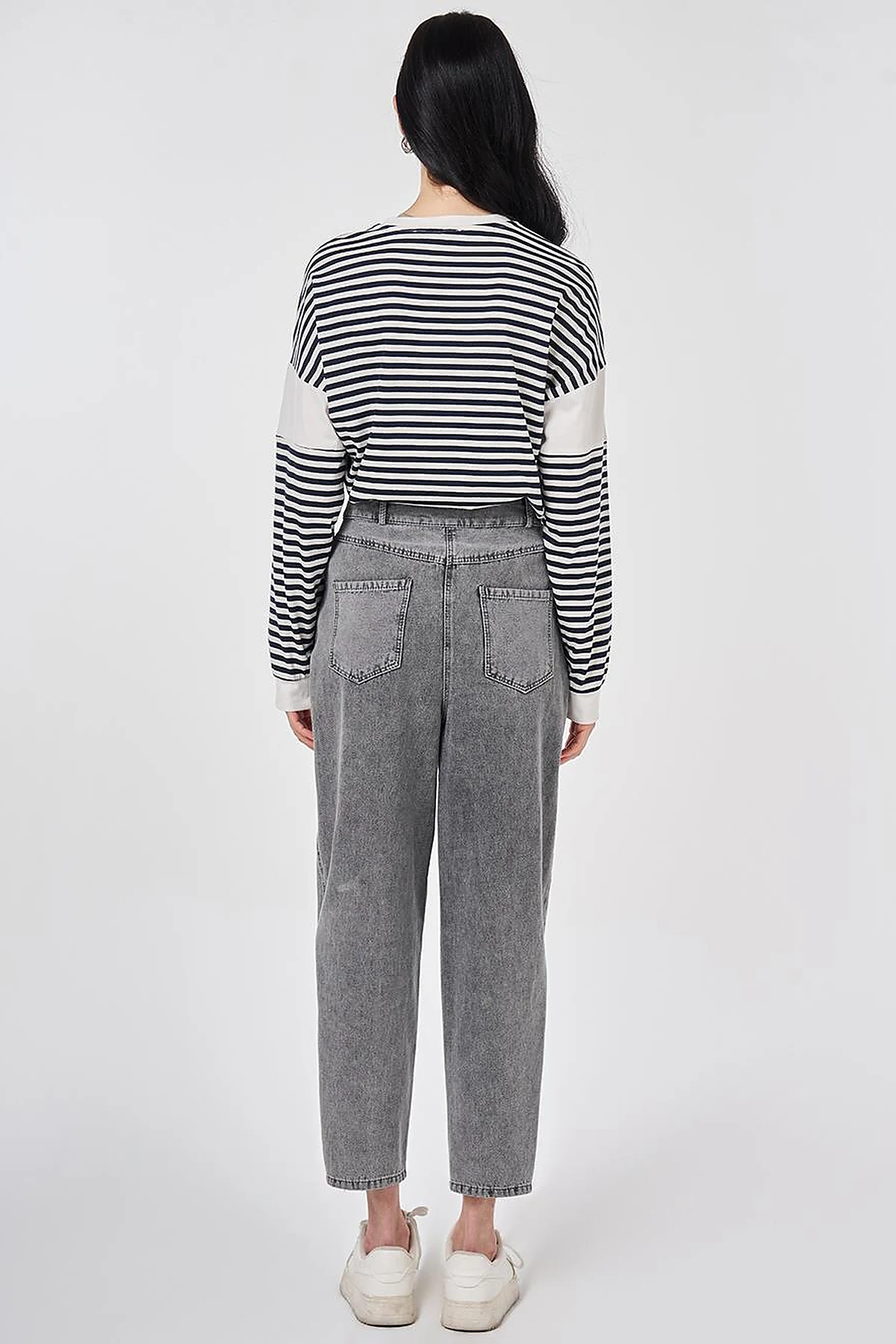 Washed Denim Trousers Gray 