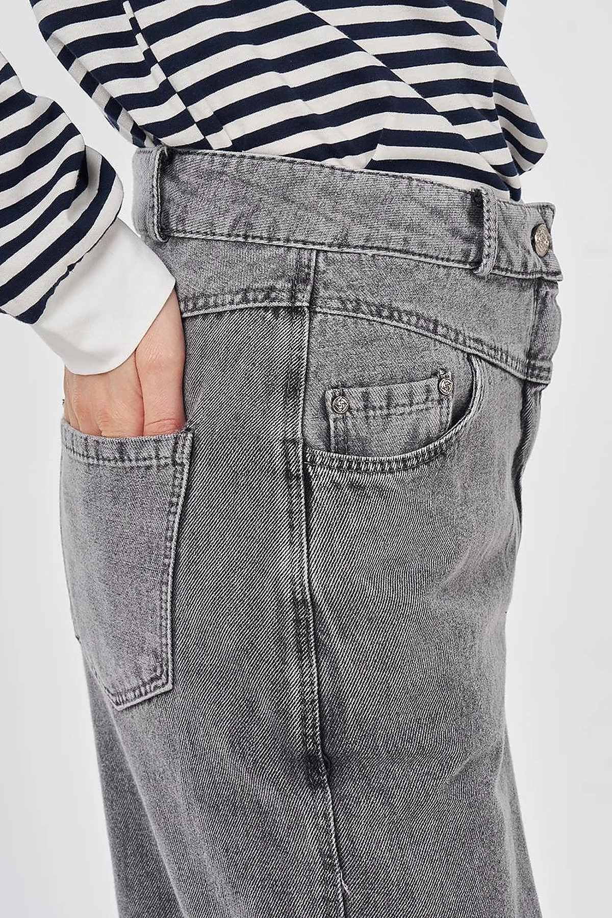 Washed Denim Trousers Gray 