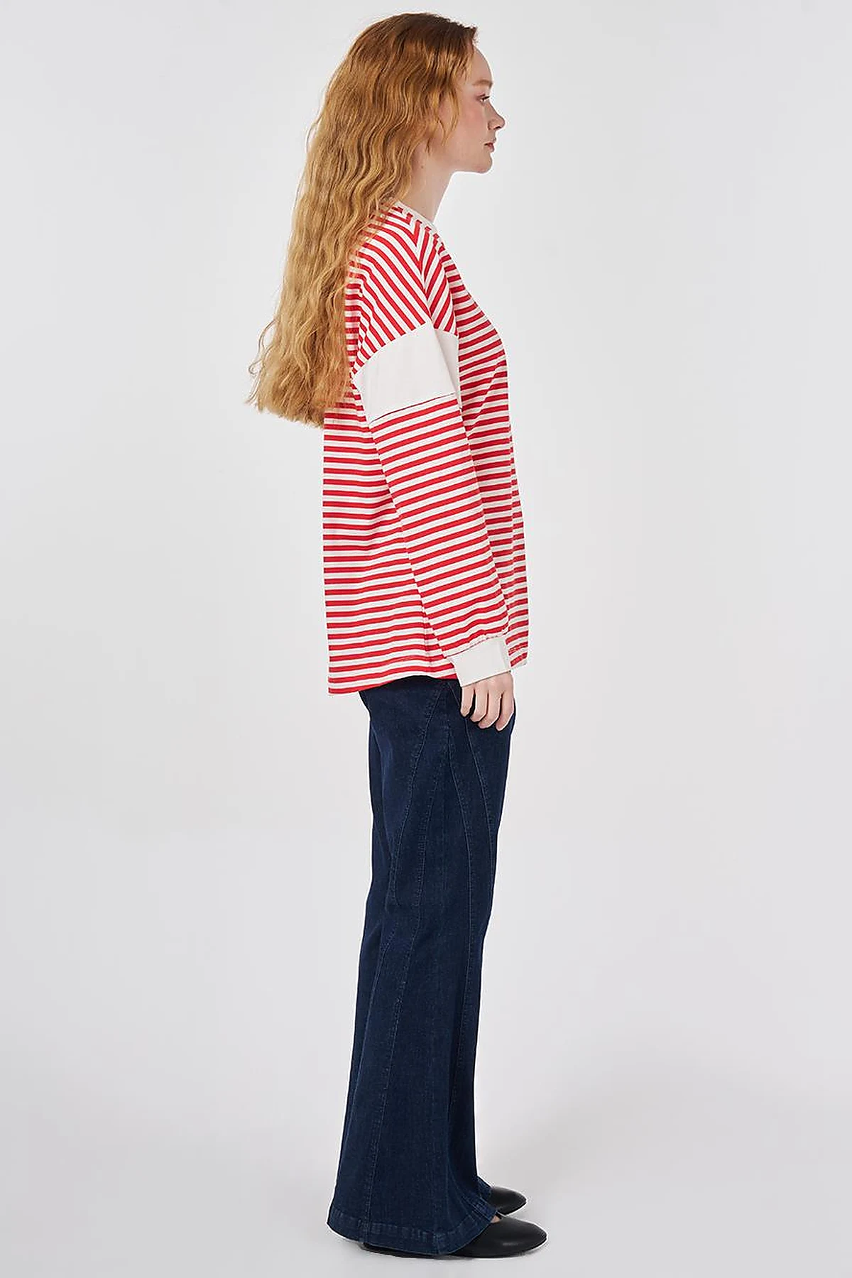 %100 Pamuklu Baskı Detaylı Sweatshirt Kırmızı